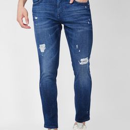 SPYKAR Men Tapered Fit Mildly Distressed Heavy Fade Cotton Stretchable Jeans-image-58