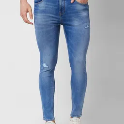 SPYKAR Men Tapered Fit Mildly Distressed Heavy Fade Whiskers Cotton Jeans-picture-49