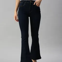 SHOWOFF Women Blue Straight Fit High-Rise Stretchable Jeans-picture-2