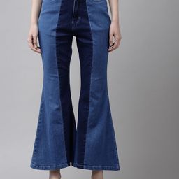 The Dry State Women Blue Flared Fit High-Rise Cotton Cropped Jeans-image-17