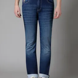 Cantabil Men Mid-Rise Dark Shade Light Fade Clean Look Cotton Stretchable Jeans-image-96