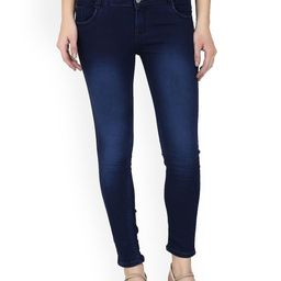 A-Okay Women Navy Slim Fit High-Rise Light Fade Clean Look Stretchable Jeans-image-40