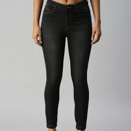 SHOWOFF Women Black Slim Fit Mid-Rise Light Fade Stretchable Cropped Jeans-image-81