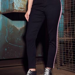 KASSUALLY Women Black Mid-Rise Skinny Fit Colourblocked Stretchable Jeans-image-71