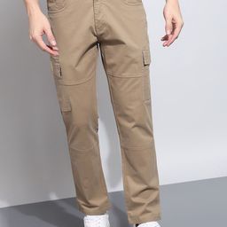 AFLASH Men Relaxed Fit Mid-Rise Cotton Cargos Jeans-image-92