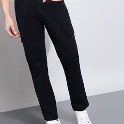 AFLASH Men Relaxed Fit Mid-Rise Cotton Cargos Jeans-image-75