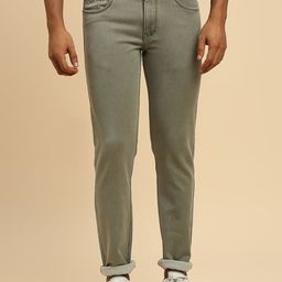 HJ HASASI Men Green Slim Fit Clean Look Pure Cotton Stretchable Jeans-image-50