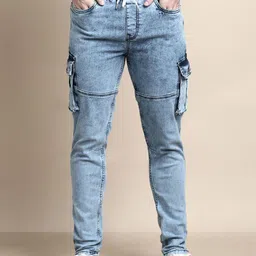 Chennis Men Mid Raise Cargo Tapered Fit Stretchable Jeans-picture-30