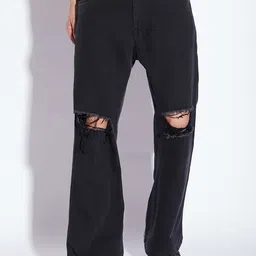 FUGAZEE Men Black Flared Slash Knee Stretchable Jeans-image-21