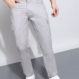 AFLASH Men Relaxed Fit Mid-Rise Cotton Cargos Jeans-image-126