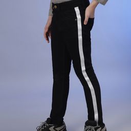 Instafab Boys Blue Smart Slim Fit Striped Clean Look Cotton Jeans-image-52