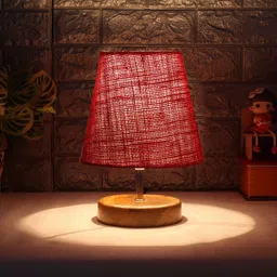Devansh Maroon Textured Table Lamp-0