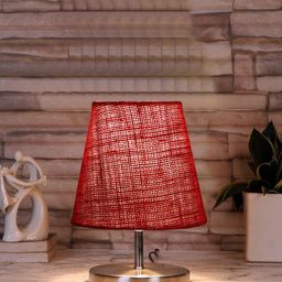Devansh Maroon Solid Metal Table Lamp-1