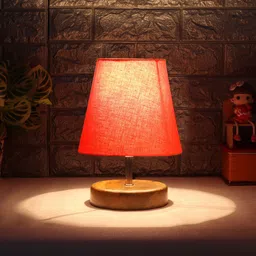Devansh Orange Wooden Frustum Table Lamps-32
