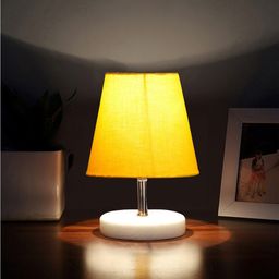 Devansh Yellow Wooden Solid Table Lamp-17