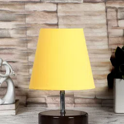 Devansh Yellow & Brown Wooden Contemporary Table Lamp-22