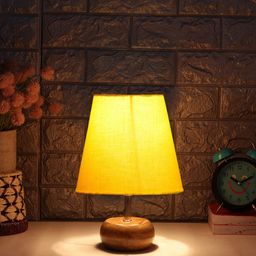 Devansh Yellow Wooden Frustum Table Lamp-0