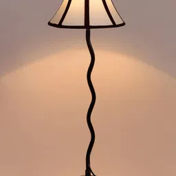 Devansh White & Black Contemporary Frustum Cotton & Iron Table Lamp-37