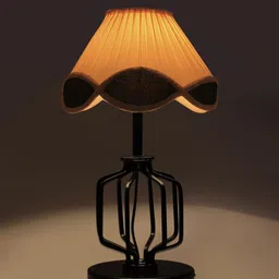 Devansh Black & White Textured Wooden Table Lamp-13