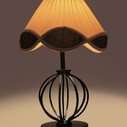 Devansh Off White and Black Vintage cotton Table Lamps-3