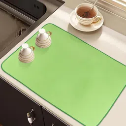 Kuber Industries Green Rectangular Microfiber Drying Table Placemats-68