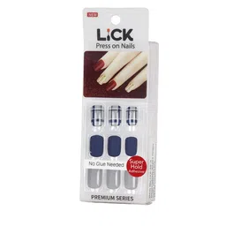 LICK Set Of 12 Blue & Grey Press On Artificial Reusable Nails image 1