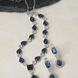 ZENEME Rhodium-Plated AD-Studded Jewellery Set-55