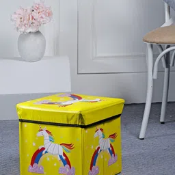 FABINALIV Kids Yellow & White Printed Foldable Organiser With Lid-10