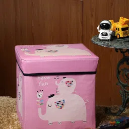 FABINALIV Kids Pink & Beige Conversational Printed Multipurpose Organizer With Lid-24