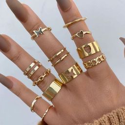 Jewels Galaxy Set Of 12 Gold-Plated Stackable Rings-picture-8