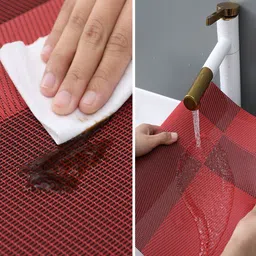 HOKIPO Red 5-Pieces Geometric Rectangular Table Placemats & Table Runner image 3