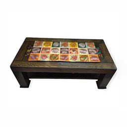 TANLOOMS Orange Coloured & Brown Rangoli Printed Silk Table Runner-22