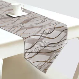 DREAM WEAVERZ Beige & Grey Abstract Printed Table Runner-12