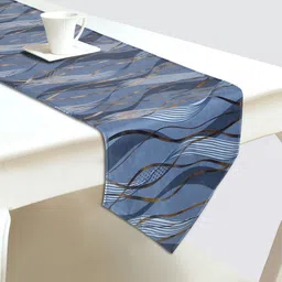 DREAM WEAVERZ  Blue & Brown Abstract Printed Table Runner-22