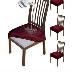 HOKIPO Burgundy 4 Pieces Waterproof Stretchable Chair Seat Covers-image-27