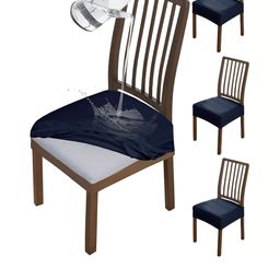 HOKIPO Navy Blue 4 Pieces Waterproof Stretchable Chair Seat Covers-image-65