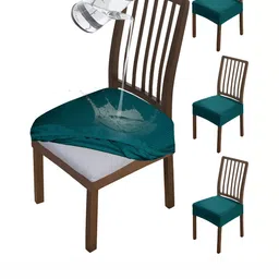 HOKIPO Teal-Green 4 Pieces Waterproof Stretchable Chair Seat Covers-17