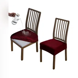 HOKIPO Burgundy 2 Pieces Waterproof Stretchable Chair Seat Cover-image-82