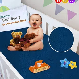 BeyBee Kids 2 Pieces Dark Sea Blue & Red Cotton Waterproof & Anti-Dust Large Dry Sheets-28