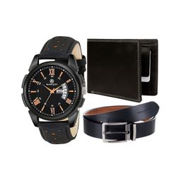 MARKQUES Men Black Solid Leather Accessory Gift Set-image-77