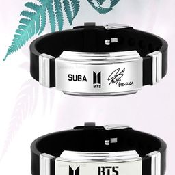 UNIVERSITY TRENDZ Set Of 2 Silver-Plated BTS Army & Suga Signature Wraparound Bracelet-image-30