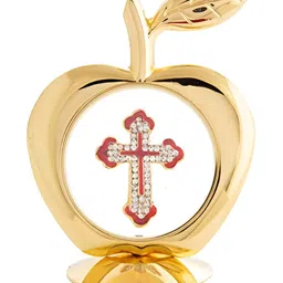 INTERNATIONAL GIFT Gold Toned Religious Brass Apple Shape Jesus Car Dashboard God Idol-image-90
