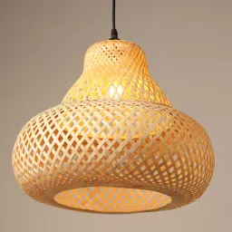 habereindia Cluster Handmade Bamboo Pendant Hanging Light (Beige)-picture-0