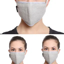 Anekaant Women 3 Pcs 3-Ply Reusable Cotton Lurex Fabric Protective Outdoor Masks-image-46