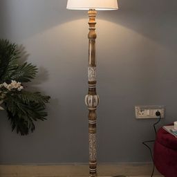 Homesake White Antique Floor Lamp With Fabric Shade-38
