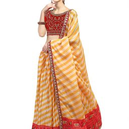 UNAVAILABLE BUT AT YOUR FINGERTIPS Cream-Coloured Lehenga & Unstitched Blouse With Dupatta-image-8