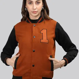 CHKOKKO Typography Printed Mock Collar Varsity Jacket-picture-6
