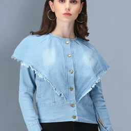 BUY NEW TREND Women Blue Lightweight Crop Denim Jacket-36