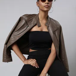 SHOWOFF Windcheater Stand Collar Biker Jacket-image-20