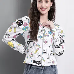 TANDUL Women Cotton Lightweight Crop Tailored Jacket with Embroidered-41